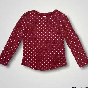 Long sleeve top. Cute dots on a Cabernet colored background. Size 5T